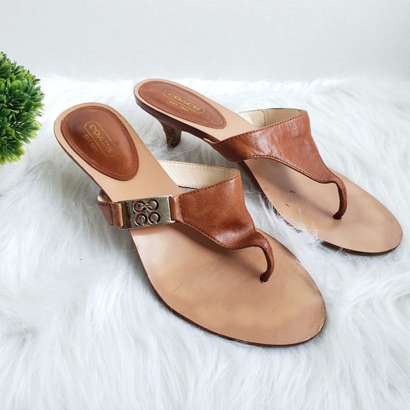 coach Shoes - Coach Tan Leather Sandals A8020